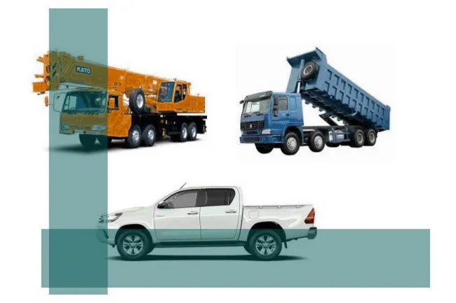 Cars, light-duty vehicles, trucks, lorries, special-purpose machinery
